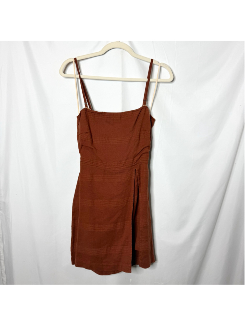 Free People Brown Sleeveless Tie Back Textured Romper Size XS NEW with tags